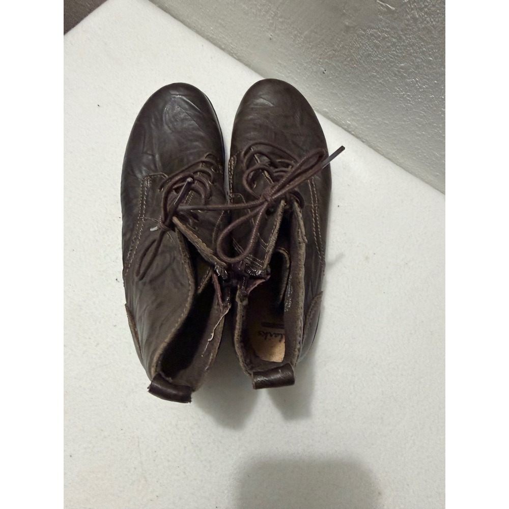 Clarks Collection Womens 8.5 Dark Brown Leather Lace Up Side Zip Ankle Boots - Picture 2 of 11